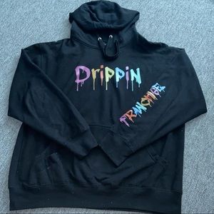 Drippin hoodie with “Franchise” word on left arm